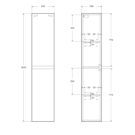 Пенал BelBagno AURORA-1600-2A-SC-RT-L